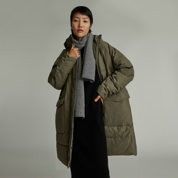 Everlane Jackets & Blazers - Everlane Womens The ReNew Long Puffer Coat Small Dark Green Primaloft NWOT